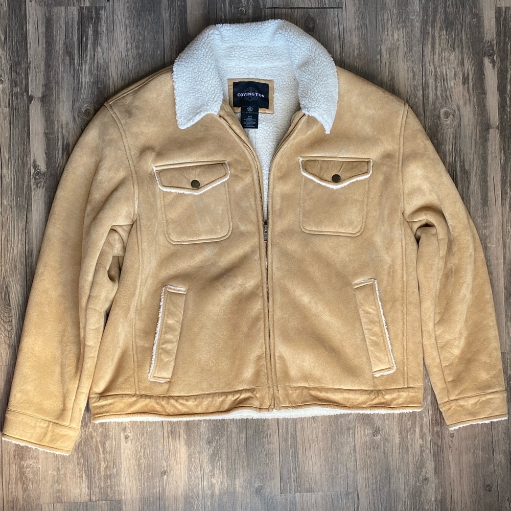 Covington Camel Military Jacket with White Collar
